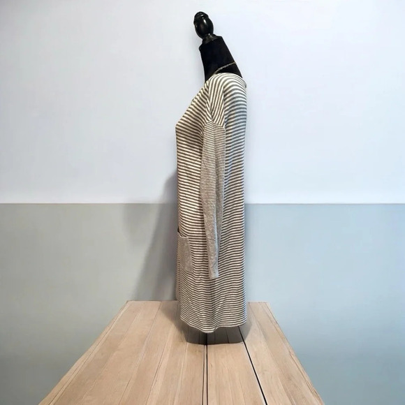 J Jill Size Medium Striped grey &‎ white Boat Neck Dress - Picture 4 of 6